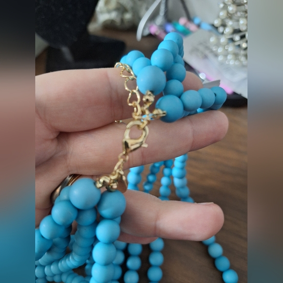 Lisa e blue beaded 5 strand statement necklace - Picture 4 of 6
